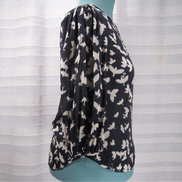 Maeve Anthropologie Ryukyu Bird Print Peasant Top - Picture 13 of 14